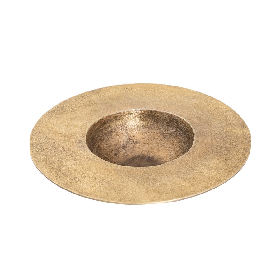 Atlas Lighting Barish 16in Round Decorative Plate | Aged Brass Hammered Metal | Wall Hanging & Entertaining | 16 x 16 x 4 in | Model AC11072-01