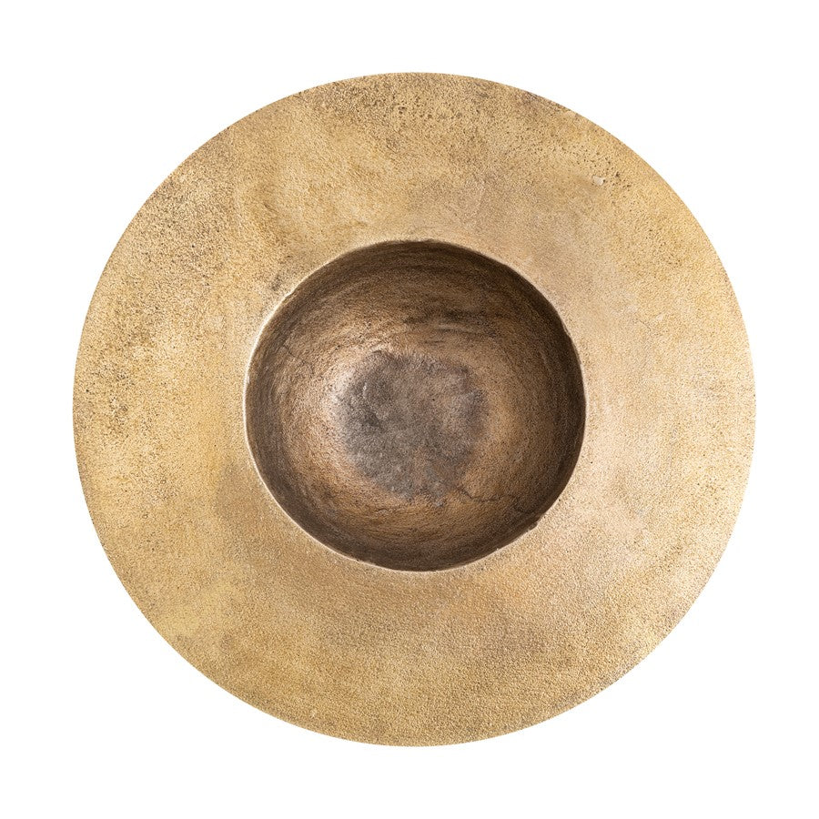 Atlas Lighting Barish 16in Round Decorative Plate | Aged Brass Hammered Metal | Wall Hanging & Entertaining | 16 x 16 x 4 in | Model AC11072-01