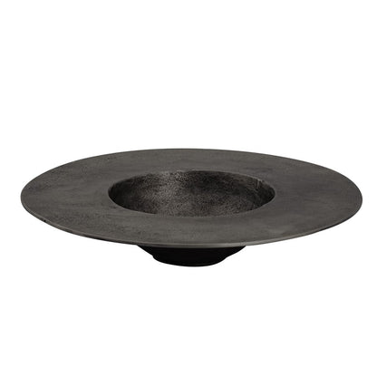 Atlas Lighting Barish 16in Round Decorative Plate | Black Hammered Metal | Wall Hanging & Entertaining | 16 x 16 x 3 in | Model AC11072-02