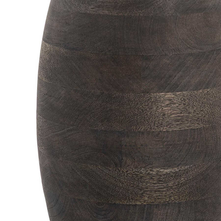 Atlas Lighting Barone 16in Ebonized Wood Vase | Modern Contemporary with Brass Cuffs | Living Room & Entryway Decor | 9 x 9 x 16 in | Model AC11074-01