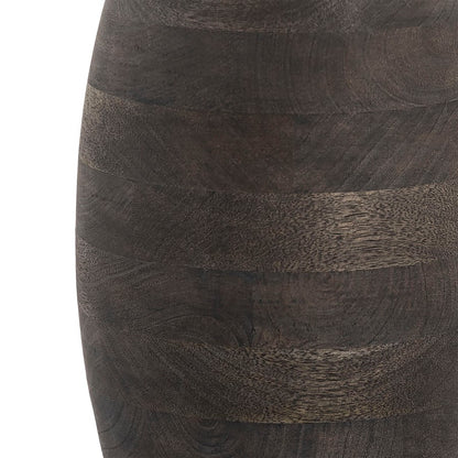 Atlas Lighting Barone 16in Ebonized Wood Vase | Modern Contemporary with Brass Cuffs | Living Room & Entryway Decor | 9 x 9 x 16 in | Model AC11074-01
