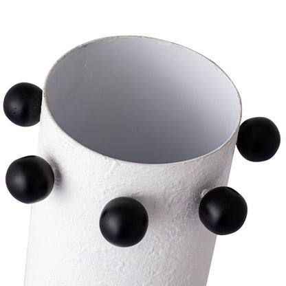 Atlas Lighting Beaded Vase Set of 2 | Plaster White Metal with Black Beads | Modern & Contemporary Decor | 12in H | Model AC11082-01S