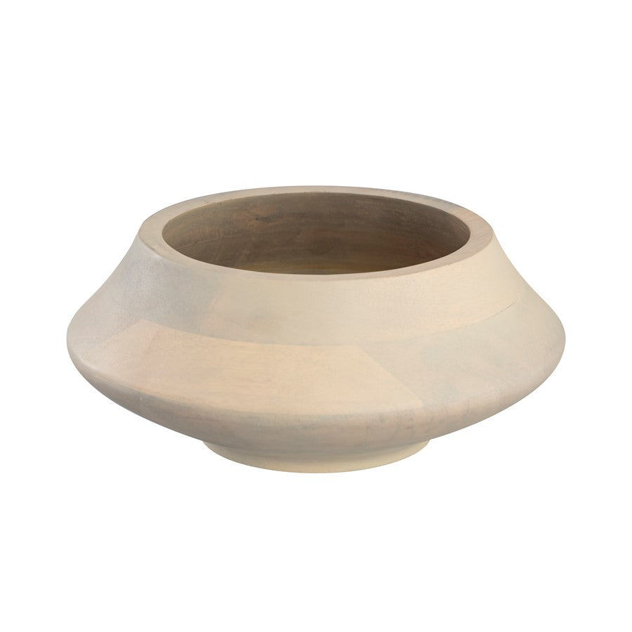 Atlas Lighting Belle Bowl | Bleached Mango Wood Whitewash | Coffee Table & Entryway Catchall | 10.5 x 10.5 x 4.5 in | Model AC11087-01