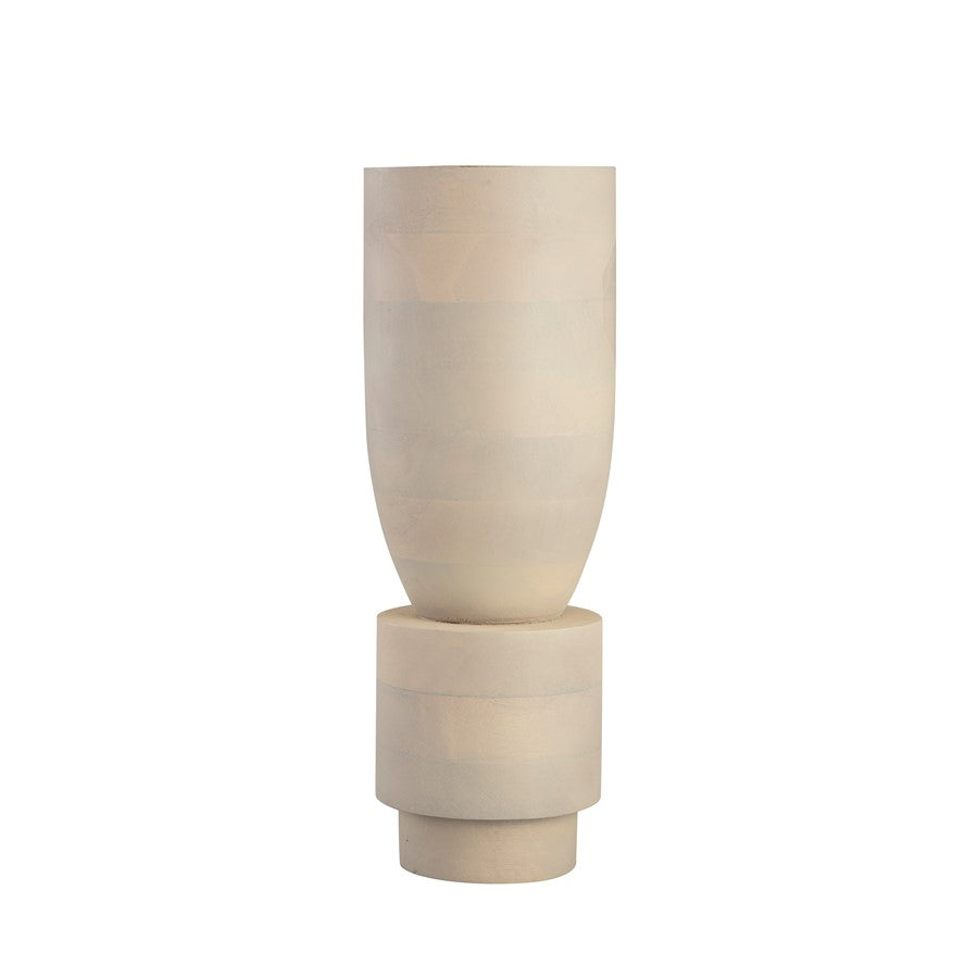 Atlas Lighting Belle Small Vase | Bleached Mango Wood Whitewash | Living Room & Entryway Sculpture | 6 x 6 x 17 in | Model AC11088-01