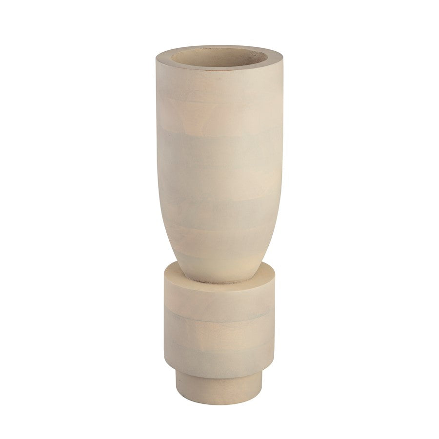 Atlas Lighting Belle Small Vase | Bleached Mango Wood Whitewash | Living Room & Entryway Sculpture | 6 x 6 x 17 in | Model AC11088-01