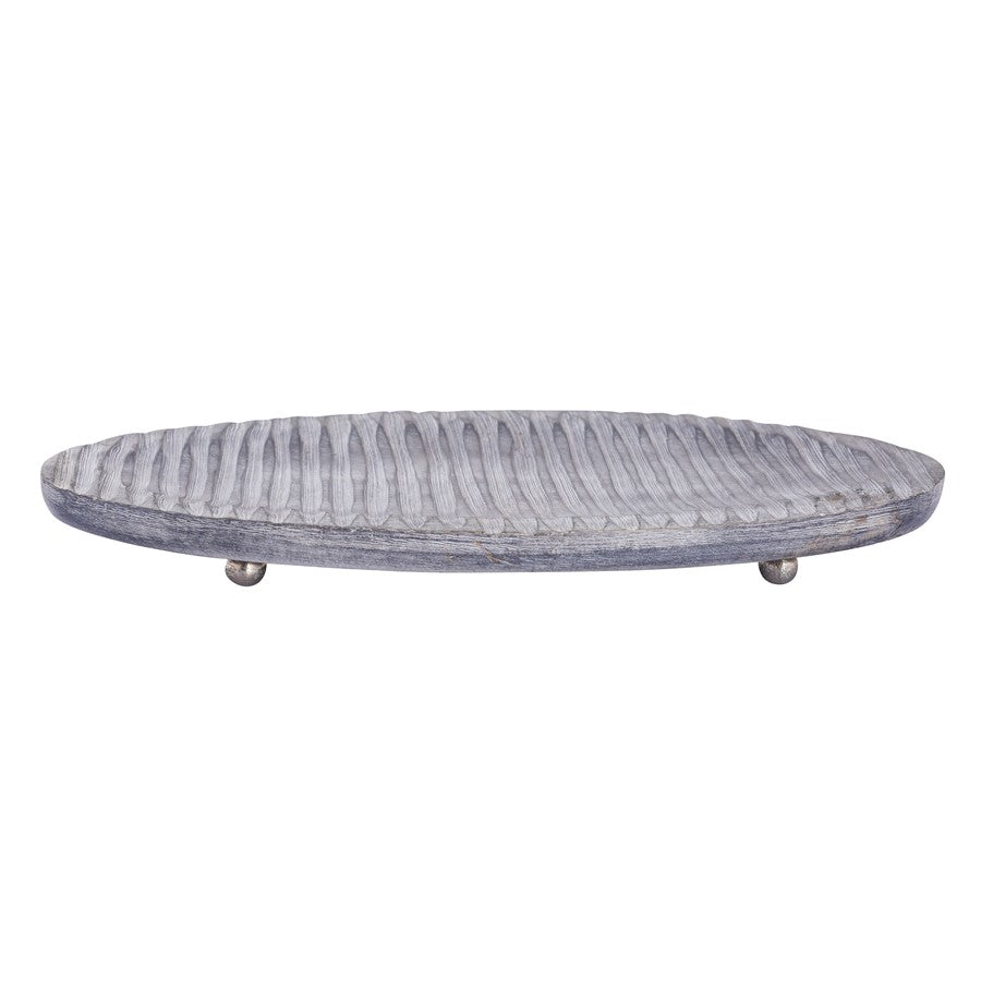Atlas Lighting Bennett Tray | Graywash Mango Wood with Nickel Feet | Coffee Table & Entryway Organizer | 13.75 x 7 x 1 in | Model AC11092-01