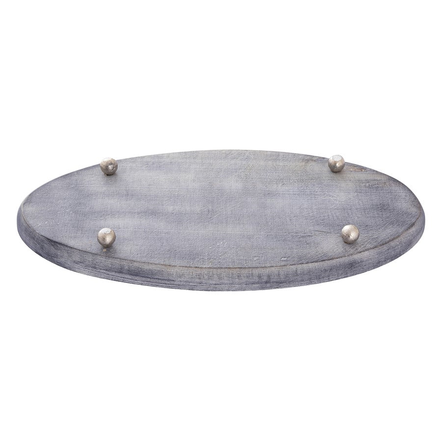 Atlas Lighting Bennett Tray | Graywash Mango Wood with Nickel Feet | Coffee Table & Entryway Organizer | 13.75 x 7 x 1 in | Model AC11092-01