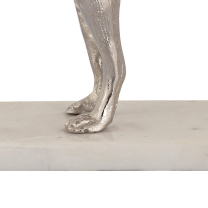 Atlas Lighting Bergie Dog Sculpture | Nickel Aluminum on Marble Base | Bookshelf & Mantel Decor | 12 x 3.25 x 10 in | Model AC11093-01