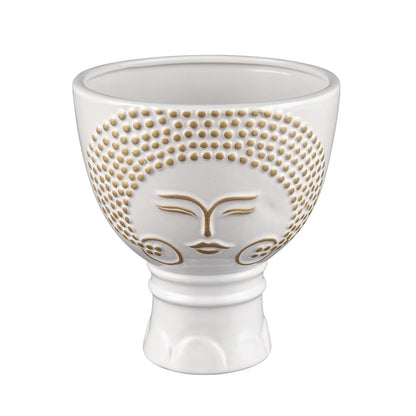 Atlas Lighting Bette Vase | White Earthenware with Gold Accents | Living Room & Entryway Decor | 7.25 x 7.25 x 8 in | Model AC11100-01