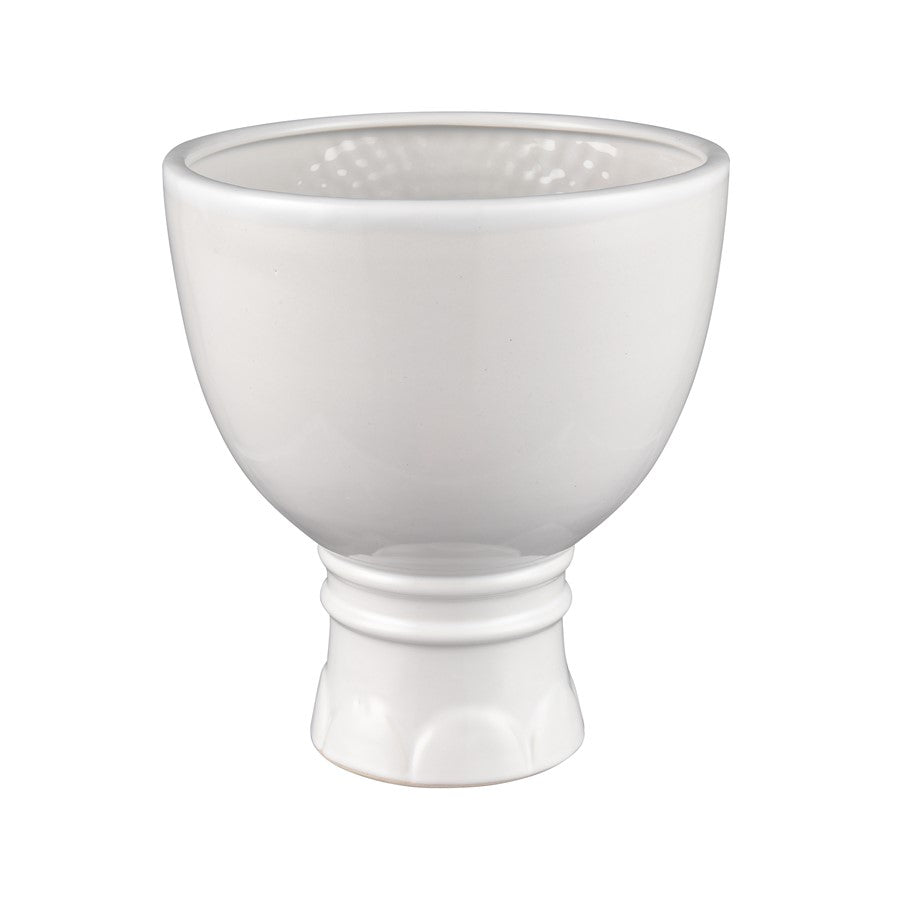 Atlas Lighting Bette Vase | White Earthenware with Gold Accents | Living Room & Entryway Decor | 7.25 x 7.25 x 8 in | Model AC11100-01