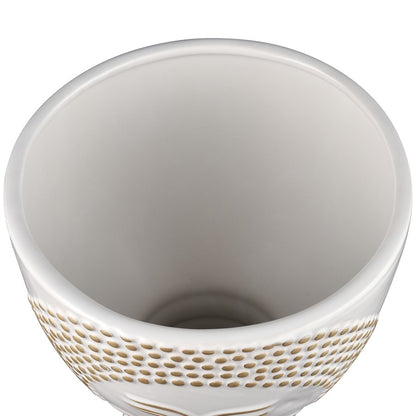 Atlas Lighting Bette Vase | White Earthenware with Gold Accents | Living Room & Entryway Decor | 7.25 x 7.25 x 8 in | Model AC11100-01