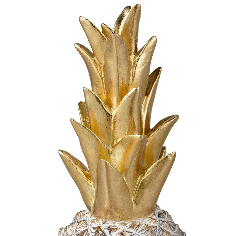 Atlas Lighting Big Island Pineapple Set of 2 | Gold and Whitewash Composite | Living Room & Kitchen Decor | 5 x 5 x 13.25 in | Model AC11101-01S