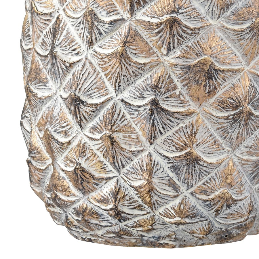 Atlas Lighting Big Island Pineapple Set of 2 | Gold and Whitewash Composite | Living Room & Kitchen Decor | 5 x 5 x 13.25 in | Model AC11101-01S