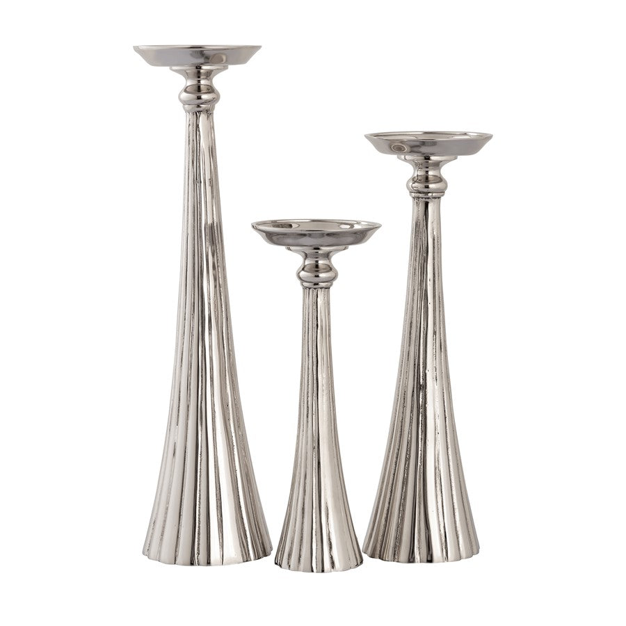 Atlas Lighting Bion Candleholder Set of 3 | Polished Nickel Metal | Dining Room & Mantel Decor | 4.5 x 4.25 x 15 in | Model AC11102-01S