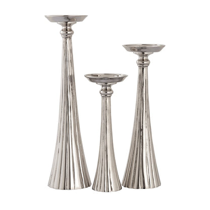 Atlas Lighting Bion Candleholder Set of 3 | Polished Nickel Metal | Dining Room & Mantel Decor | 4.5 x 4.25 x 15 in | Model AC11102-01S