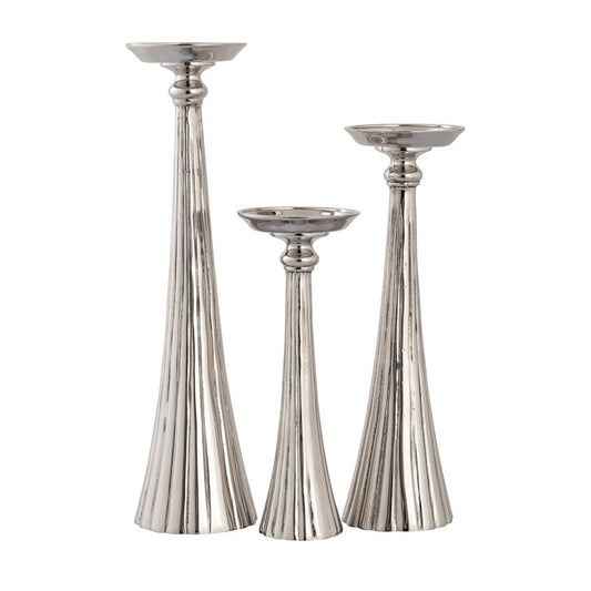 Atlas Lighting Bion Candleholder Set of 3 | Polished Nickel Metal | Dining Room & Mantel Decor | 4.5 x 4.25 x 15 in | Model AC11102-01S