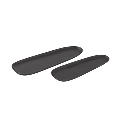 Atlas Lighting Blain Tray Set of 2 | Matte Black Metal Nesting Serving Trays | Coffee Table & Kitchen Organizer | Model AC11104-01S