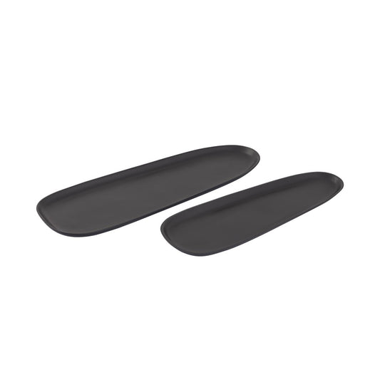 Atlas Lighting Blain Tray Set of 2 | Matte Black Metal Nesting Serving Trays | Coffee Table & Kitchen Organizer | Model AC11104-01S