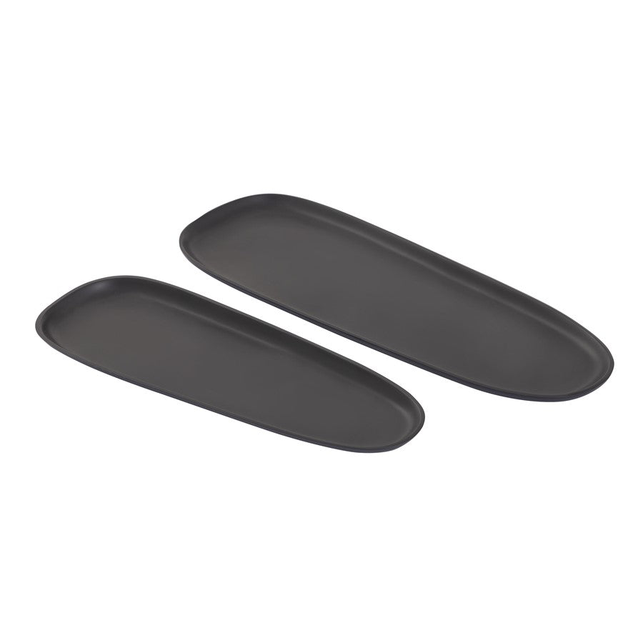 Atlas Lighting Blain Tray Set of 2 | Matte Black Metal Nesting Serving Trays | Coffee Table & Kitchen Organizer | Model AC11104-01S