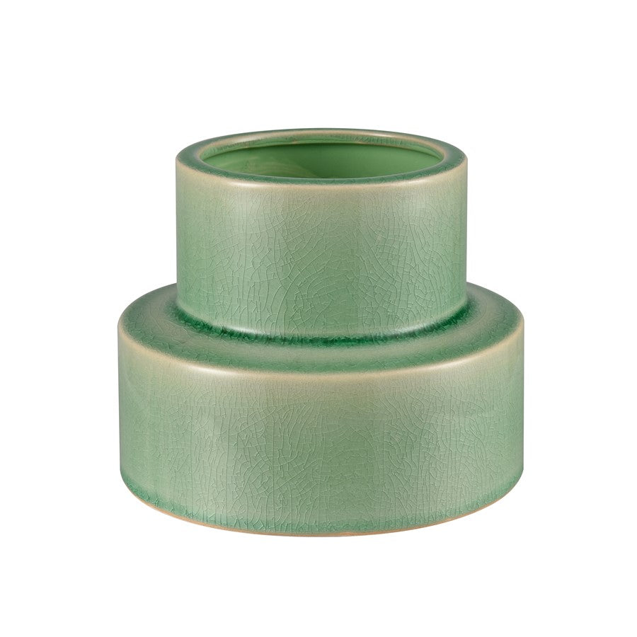 Atlas Lighting Bobby Medium Vase | Modern Green Earthenware | Living Room & Entryway Decor | 6.25 x 6.25 x 5 in | Model AC11106-01