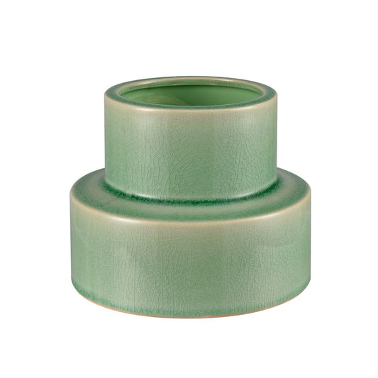 Atlas Lighting Bobby Medium Vase | Modern Green Earthenware | Living Room & Entryway Decor | 6.25 x 6.25 x 5 in | Model AC11106-01