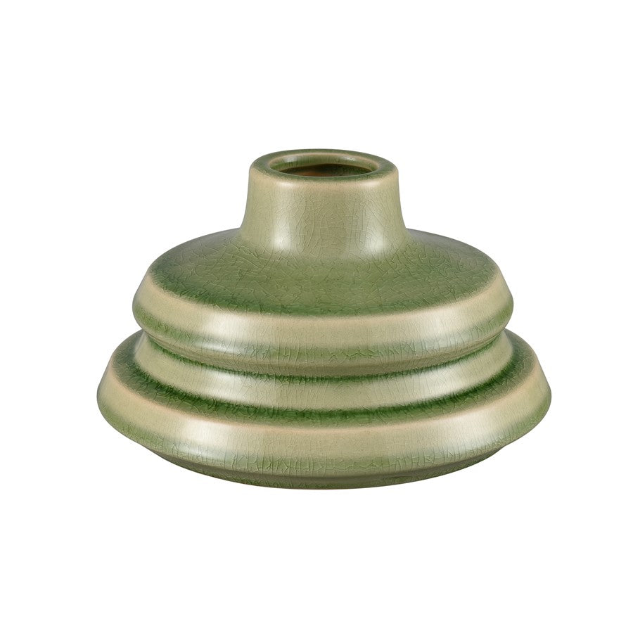 Atlas Lighting Bobby Small Vase | Modern Green Earthenware | Living Room & Entryway Decor | 7 x 7 x 4.25 in | Model AC11107-01