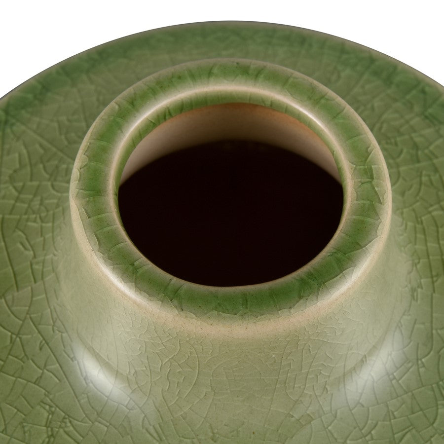Atlas Lighting Bobby Small Vase | Modern Green Earthenware | Living Room & Entryway Decor | 7 x 7 x 4.25 in | Model AC11107-01