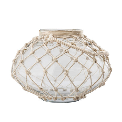 Atlas Lighting Bonita Vase | Clear Glass with Natural Jute Wrap | Living Room & Entryway Decor | 12 x 12 x 8.25 in | Model AC11110-01