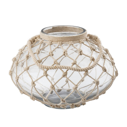 Atlas Lighting Bonita Vase | Clear Glass with Natural Jute Wrap | Living Room & Entryway Decor | 12 x 12 x 8.25 in | Model AC11110-01