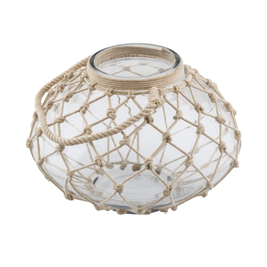 Atlas Lighting Bonita Vase | Clear Glass with Natural Jute Wrap | Living Room & Entryway Decor | 12 x 12 x 8.25 in | Model AC11110-01