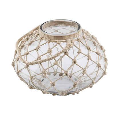 Atlas Lighting Bonita Vase | Clear Glass with Natural Jute Wrap | Living Room & Entryway Decor | 12 x 12 x 8.25 in | Model AC11110-01