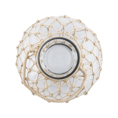 Atlas Lighting Bonita Vase | Clear Glass with Natural Jute Wrap | Living Room & Entryway Decor | 12 x 12 x 8.25 in | Model AC11110-01