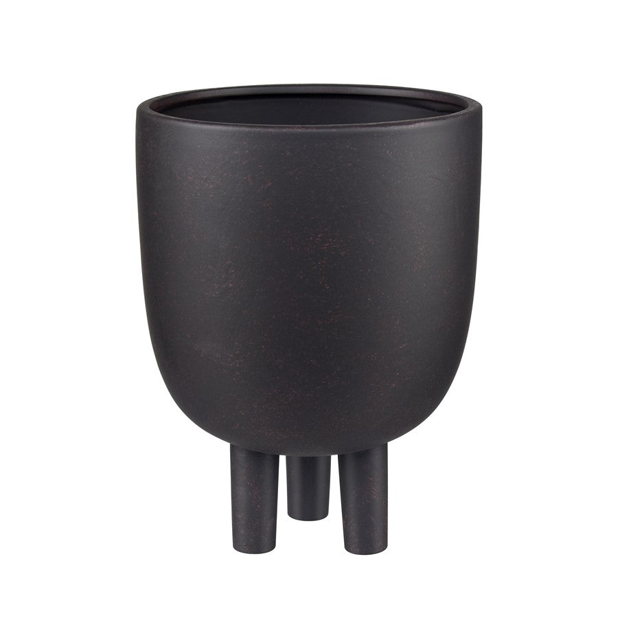 Atlas Lighting Booth Vase | Modern Matte Black Earthenware | Living Room & Entryway Decor | 8 x 8 x 10.25 in | Model AC11114-02