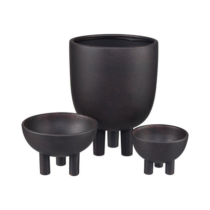 Atlas Lighting Booth Vase | Modern Matte Black Earthenware | Living Room & Entryway Decor | 8 x 8 x 10.25 in | Model AC11114-02
