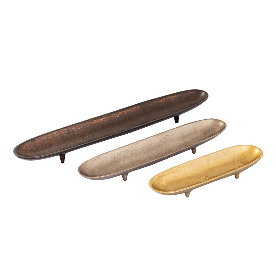 Atlas Lighting Bosco Tray Set of 3 | Transitional Nickel, Brass & Bronze Metal | Coffee Table & Console Organizer | Model AC11115-01S