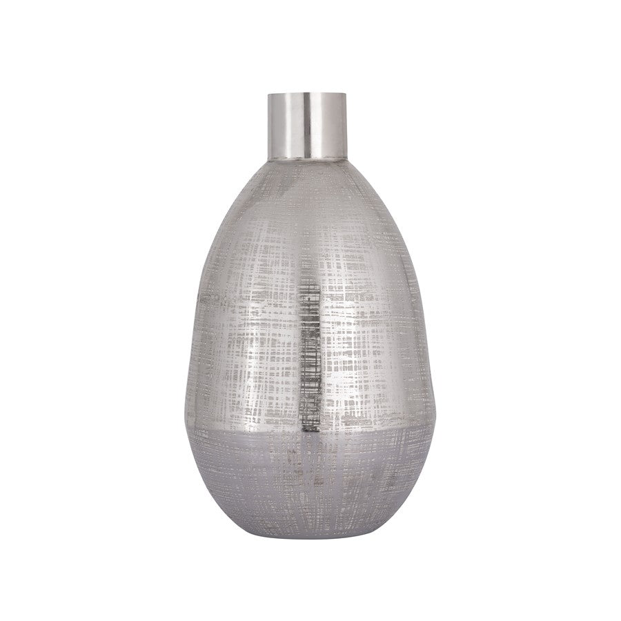 Atlas Lighting Bourne Small Vase | Transitional Polished Silver Metal | Console & Coffee Table Decor | 8.25 x 8.25 x 14.5 in | Model AC11116-01