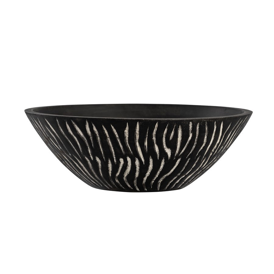 Atlas Lighting Bradford 12in Decorative Bowl | Transitional Black Wood Centerpiece | Living Room & Entryway Decor | 12 x 12 x 4 in | Model AC11119-01