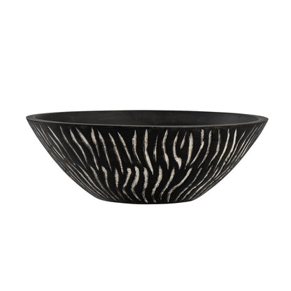 Atlas Lighting Bradford 12in Decorative Bowl | Transitional Black Wood Centerpiece | Living Room & Entryway Decor | 12 x 12 x 4 in | Model AC11119-01