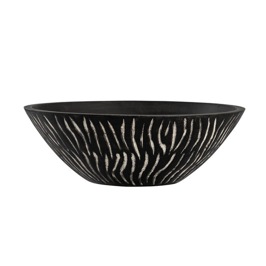 Atlas Lighting Bradford 12in Decorative Bowl | Transitional Black Wood Centerpiece | Living Room & Entryway Decor | 12 x 12 x 4 in | Model AC11119-01