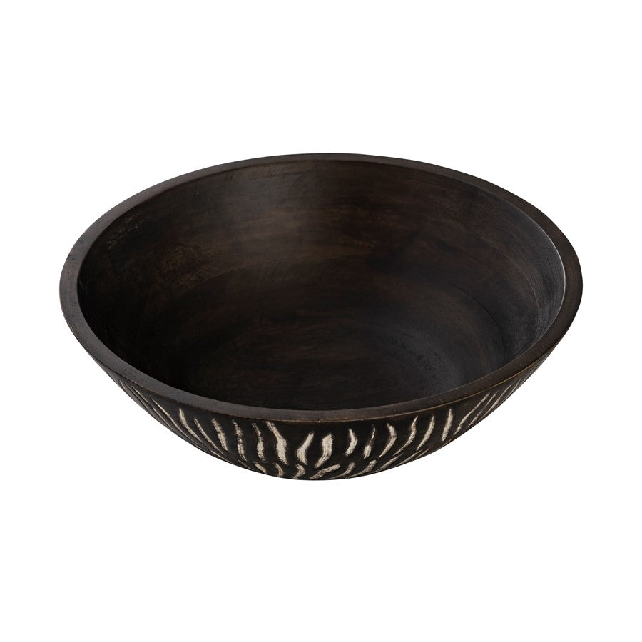 Atlas Lighting Bradford 12in Decorative Bowl | Transitional Black Wood Centerpiece | Living Room & Entryway Decor | 12 x 12 x 4 in | Model AC11119-01