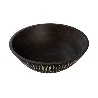 Atlas Lighting Bradford 12in Decorative Bowl | Transitional Black Wood Centerpiece | Living Room & Entryway Decor | 12 x 12 x 4 in | Model AC11119-01