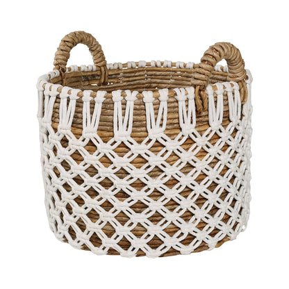 Atlas Lighting Bradley Set of 3 Banana Leaf Baskets | Natural Woven Storage with White Rope | Living Room & Nursery Decor | Model AC11120-01S