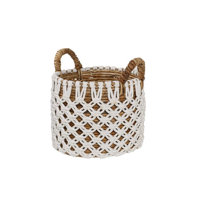 Atlas Lighting Bradley Set of 3 Banana Leaf Baskets | Natural Woven Storage with White Rope | Living Room & Nursery Decor | Model AC11120-01S