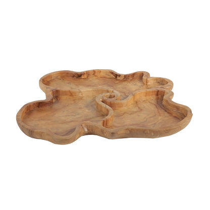 Atlas Lighting Brantley 19in Decorative Bowl | Natural Wood Three-Compartment Centerpiece | Coffee Table & Entryway Decor | Model AC11122-01