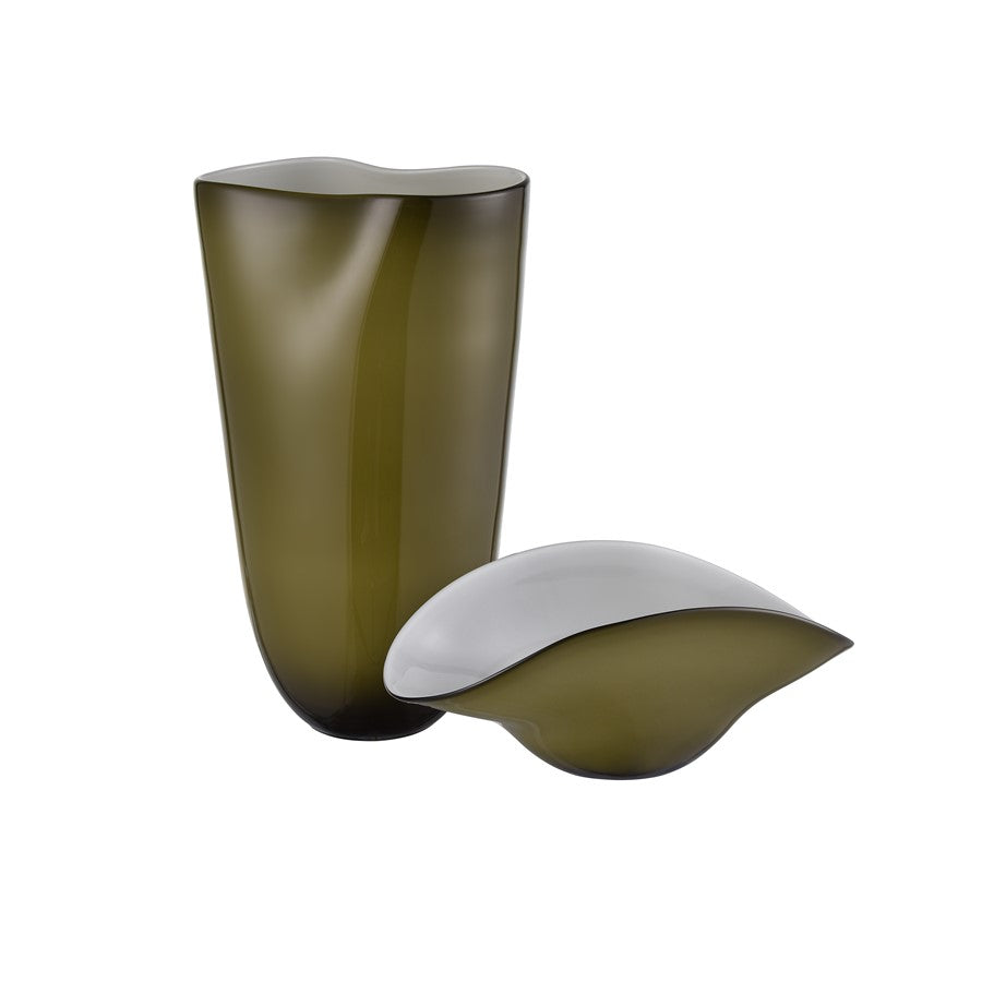 Atlas Lighting Braund Bowl Olive | Transitional Blown Glass with White Interior | Kitchen & Living Room Decor | Model AC11125-01