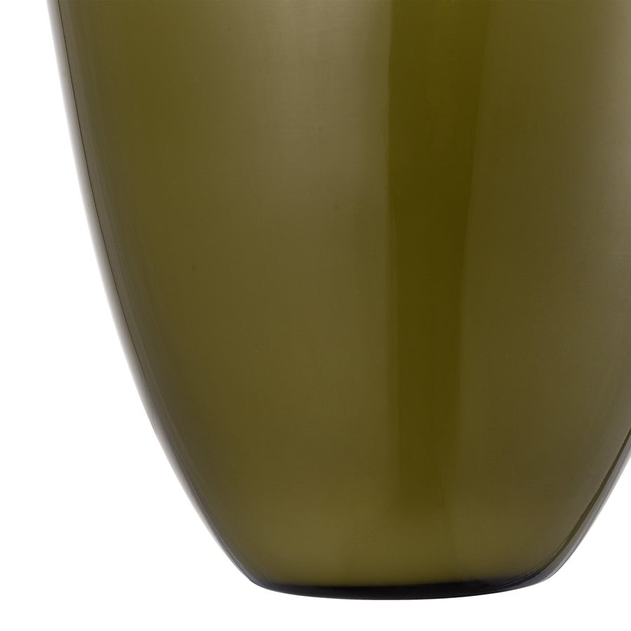 Atlas Lighting Braund Vase Olive | Transitional Blown Glass with White Interior | Living Room & Entryway Decor | 9 x 8 x 14.5 in | Model AC11126-01
