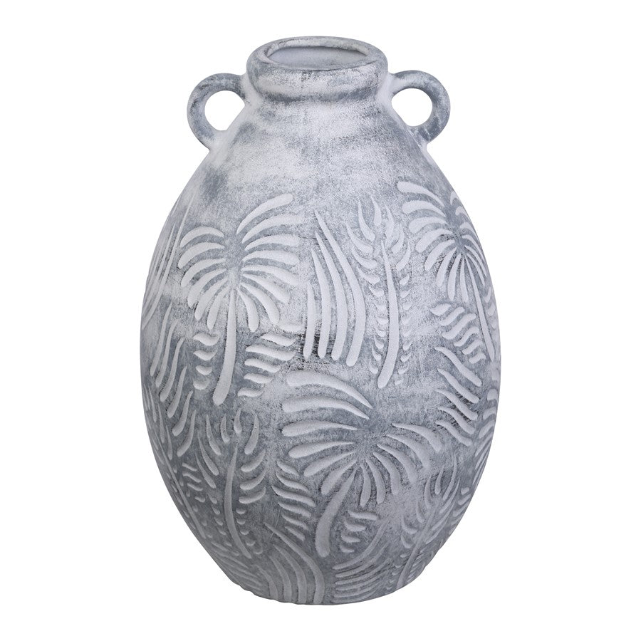 Atlas Lighting Breeze 16in Graywash Earthenware Vase | Transitional Rustic Decor | Living Room & Entryway Display | 11 x 11 x 16 in | Model AC11128-01