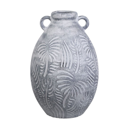 Atlas Lighting Breeze 16in Graywash Earthenware Vase | Transitional Rustic Decor | Living Room & Entryway Display | 11 x 11 x 16 in | Model AC11128-01