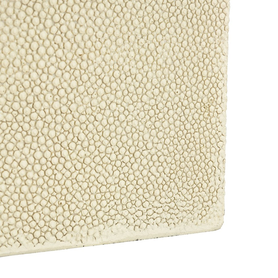 Atlas Lighting Brenner Set of 2 Ivory Faux Shagreen Boxes | Champagne Metal Trim & Agate Handles | Living Room & Bedroom Storage | Model AC11129-01S
