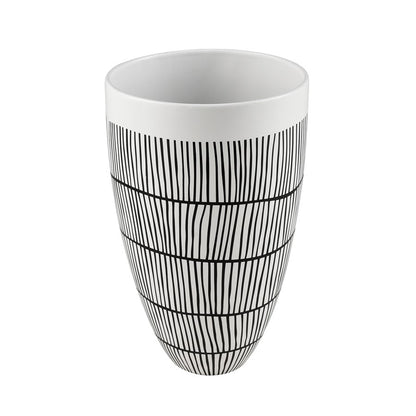 Atlas Lighting Brent 12in White Earthenware Vase | Transitional Graphic Decor | Living Room & Entryway Display | Model AC11130-01